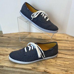 Keds Lace Up Navy Polka Dot Canvas Sz 7.5